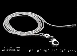 Toppkvalitet 50 st 925 Sterling Silver Smooth Chains Halsband Hummer Clasps Chaus Chace Smyckesfynd STORLEK 1 mm 16 tum --- 24inch5375282