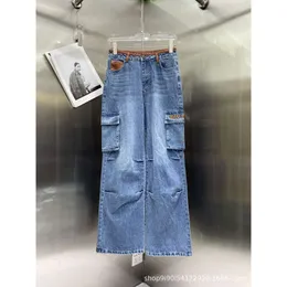 Abiti casual di base pre -autunno americano versatile da lavoro versatile jeans classico design a contrasto in pelle collegata slim