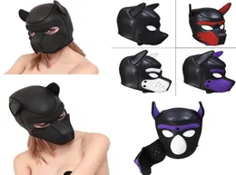 Helt ny latex rollspel hundmask cosplay full huvudmask med öron vadderad gummi valp cosplay party mask 10 färger mujer5062434