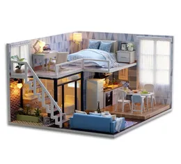 Cutebee DIY Doll House Holzhäuser Miniaturhausmöbel Diorama Kit mit LED -Spielsachen für Kinder Weihnachtsgeschenk 2202187126242