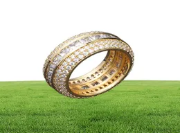 Luxury Designer Jewelry Mens Anéis de casamento Prometa engajamento Iced Out Bling Diamond Ring for Love Hip Hop Jewlery Gold Silver Fas9019703