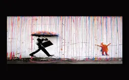 Цвет дождя Бэнкси декор стены искусство холст.