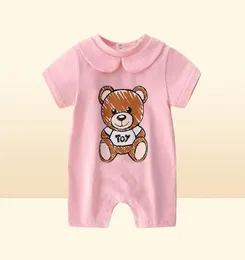 Nyfödda babykläder unisex kortärmad bomull liten tryck bearnew född baby pojke tjej romper jumpsuit3752888