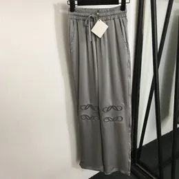 Summer Silk Pants Female Designer Trousers Classic Jacquard Long Pants Luxury Elastic Waist Girls Pants Casual Leggings