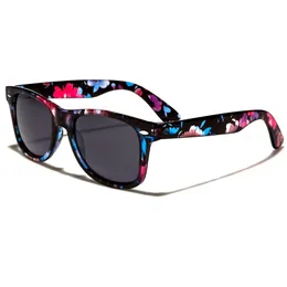 Поляризованные ретро -солнцезащитные очки - цветочная печатная рама - поляризованная линза UV400