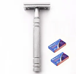 1Razor 10 Blades Men Shaving Classic Safety Razor Shaver Matte Nonslip Blank Brass Long Honge Double Edge Razor253C5536664