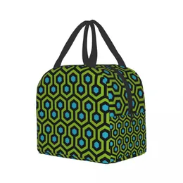 Verde Shining Overlook Hotel Hotel Carpet Isolle Bag Women HEXAGONS GEOMETRICO RECOLADOR TERMAL BENTO Caixa portátil Bolsas de piquenique portáteis