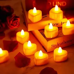 12 pezzi a forma di cuore Candele a LED LIGHT LIGHT BATTERE ALIMENTARE ALIMENTAZIONE DELLA CADULAZIONE DELLA PARTIZIONE DELLA CONSEGNA CANDELLA CANDLE DI LIGHITÀ DELLE