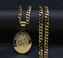 Saint Michael Schutz US Erzengel Edelstahl Chian Halskette Frauen Gold Farbe Halskette Charme Schmuck Joyas NXH87S05 H11257971610