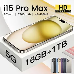 I15 Pro Max 5G الهاتف الذكي الهاتف الذكي 6.7 بوصة الهاتف الذكي 4G LTE هواتف ذكية 16 جيجا بايت ذاكرة الوصول العشوائي 1TB كاميرا 48MP