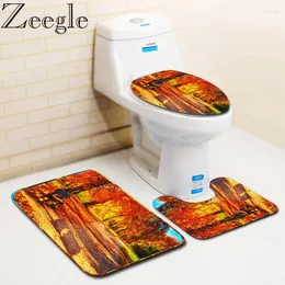 Banyo Paspasları Zeagle Baskılı Mat Tuvalet Kapak Ayak Pedi Kalıp Olmayan Emici Banyo Kapısı Pazen Yumuşak Halı Halı