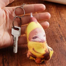 2023 Neue Bananenkatze Plüsch Anhänger Schlüsselkette süße weinende Bananenkatze lustige Schlüsselbeutel Auto Bag Anhänger Schlüsselringzubehör Geschenke