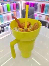 Yeni 2'de 1 Snack Bowl İçecek Kupası Saman Stadyumu Tulum Sıçrama Kanıtı Sızdırmaz Taşınabilir Snack Cup, Yetişkinler İçin Çocuk Sinema Gezisi