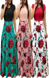BNC Kadınlar Yaz uzunluğunda elbise çiçek baskısı bohem plajı maxi elbise gündelik patchwork kısa kollu parti elbiseleri vestidos verano 2013434073