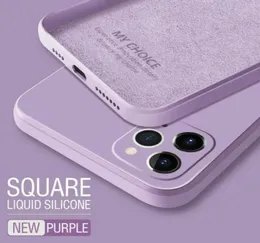 2021 Luxury Original Square Liquid Silicone Telefono per iPhone 12 11 Pro Max Mini XS XR 7 8 Plus 2 Candy Cover Soft Copertura soft 5687504