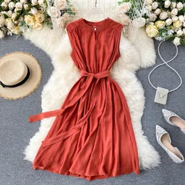 Yuoomuoo Frauen kleiden Sommer Casual alle passen alle massiv ärmellose Schärpe Verband Schwarz Vintage Elegant Lady Vestidos 240412