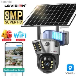 PTZ Kameralar LS Vision 4K 8MP Çift Ekran Güneş Açık Kamera Kablosuz 4G/WIFI PTZ Çift Lens Güvenlik Koruması Otomatik İzleme CCTV Kamera C240412