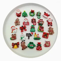 Decorative Figurines Kawaii Cartoon Christmas Theme Flat Back Resin Crafts For Phone Decor DIY Headwear Accessories Scrapbook Embellishments