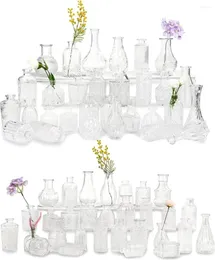 Vaser liten klar knopp i bulk för mittstycken mini vintage glas vas rustik bröllop dekorationer hem bord blommor dekor