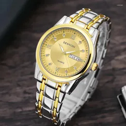 Wristwatches Fashion Men's Watch Luxury Male 3D Roman Diamond Wristwatch Week Calendar Quartz Watches Party Leisure Business