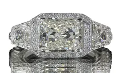 Storlek 610 Unika bröllopsringar Lyxsmycken 925 Sterling Silver Princess Cut White Topaz Large Cz Diamond Gemstones Eternity WOM1161314