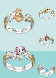 Il gufo ti ama sempre gli anelli per ragazze donne graziose anelli animali unicorno api elefanti anelli di tartaruga2977835