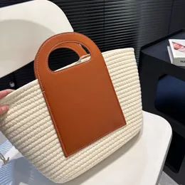 مصمم Beach Bag القش المنسوجة مع جلود مترقعة للنساء التسوق في القماش بطانة مثالية شكل متعدد الاستخدامات للسفر