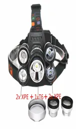 Rechargeable 18000lm 5 led Zoomable headlight ZOOM headlamp Hunting lamp fishing Bike light Car AC Charger2641470
