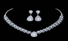 Gelin nedime mücevherleri damla küpe kolye seti için lüks düğün takı setleri Avusturya kristal tüm hediye50763338304286
