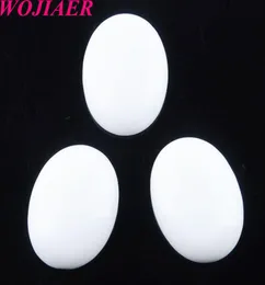 Wojiaer Natural White Jade Gemstone perline ovali cabochon cabina senza buco 22x30x7mm per gli orecchini che producono accessori per gioielli U81093193108