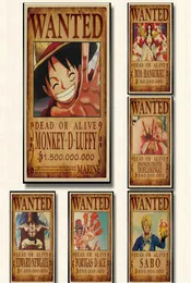 515x36cm Home Decor Wall Stickers Vintage Paper One Piece Wanted posters Anime posters Luffy Chopper Wanted8164797