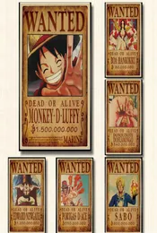 515x36cm家の装飾壁ステッカーヴィンテージペーパーワンピースポスターアニメポスターLuffy Chopper Wanted8164797