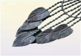 Feather Leaf Macrame Hoop Dream Catcher per arte da parete Camera da letto sospeso Decorazione per la casa Ornamento Regalo artigianale Arazzo fatto a mano 27106207