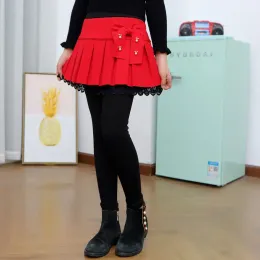 Брюки высококачественные детские девочки -юбки леггинсы подростки вязание леггинсов с флисовыми легинами