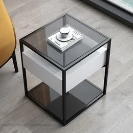 Moderne Möbel Italienisch im Stil Schlafzimmer Nachttisch Luxus Einfacher kleiner Apartmentglas Kaffee Aufbewahrung Mueble Schlafzimmer Möbel