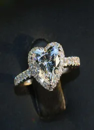 Real 925 Silver Ring per donne gioielli di lusso Cuore romantico 2 carati cz sona diamante anello nuziale regalo di regalo 5105121537