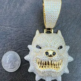 Großhandel Hip Hop Animal Anhänger Sier goldplattiert wütende Hundeschmuck Halskette Anhänger für Männer