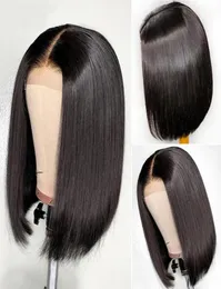 Angie Queen Straight Lace Pront Wig Brazilian 180 Censy Censy for Women Human Hair Clucked Remy Hair Short Bob Lace Wig2891879836652