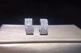 18K Soild White Gold Real Diamond Earrings round Romantic Wedding Jewelry Luxury Daimond Brincos Gold Earrings Jewelry 25366880