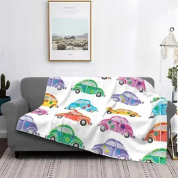 Decken Aquarell -Hippie -Autos Ankunft Mode Freizeit warme Flanelldecke Mini farbenfrohe Hippie Hippies Liebe Bug Peace Groovy Vibes