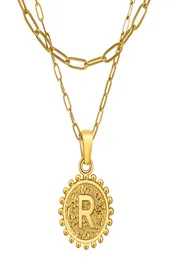 18k oro demolite oro strati di strati di carta clip collana in acciaio inossidabile in acciaio personalizzato lettera iniziale Neckass oro a strati 3849598