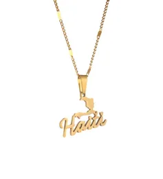 Rostfritt stål trendig haiti karta hänge halsband kvinnor flickor ayiti kartor parti haiti kedja smycken6273877