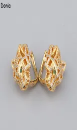 Donia Jewelry Luxury Stud 유럽 및 미국 패션 표범 티타늄 스틸 마이크로 인라인 지르콘 Threecolor 크리에이티브 디자이너 E5061446
