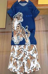 Fasion Child Designer Clothe Sets Childrens Kids半袖Tshirt with Tigers Print Shorts Set Suit Suit Bland Boys Cotton79411406