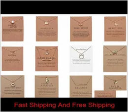 CR Jewelry New Arrival Netceared Netlace with Gift Card Card Elephant Pearl Love Wings Key Zodiac Sign Compass Pendant For6169551