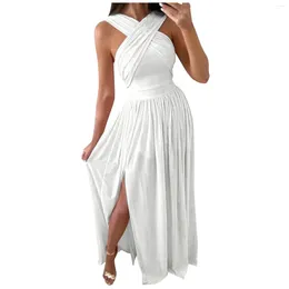 Casual Dresses Womens Fashion Maxi Dress Sleeveless Elegant Split Long Party Sukienki Damskie Vestidos Elegantes Feminino