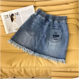 SKIRTS FD Designer de saia curta de jeans feminina A 23SS Summer New Letter Bordery Shorts Alta Colo