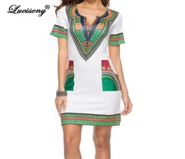 Lueiseny Plus Size Dress Women Tunic Disual Summer Beach Dresses Vintage African Print Shirt Vestidos Robe Femme Dashiki Dress1339163