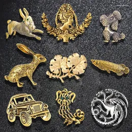 Broches vintage antiga cor de ouro de ouro barroco anjo anjo dragonfish carretes retrô de jóias acessórios de suéter de jóias