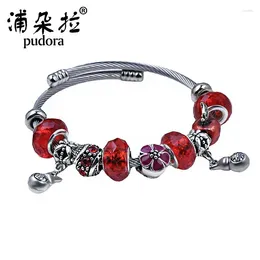 Bangle DIY Riches Apple Beads Beaded Jewelry Chain Adjustable Opening Stainless Steel Titanium Bracelet Accessories